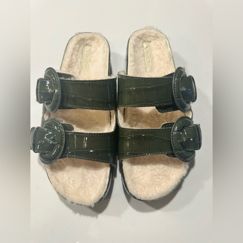 VINCE Glyn Shearling-Lined Croc-Embossed